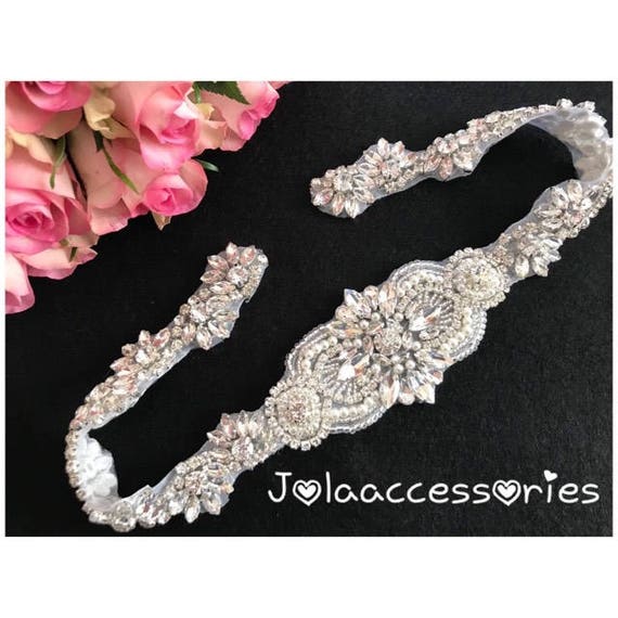 Wedding Bridal Belt Skinny Sash Belt Bridal Crystal  display picture 3