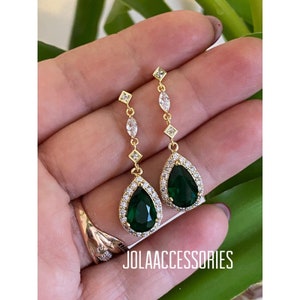 Zirkonia goud smaragdgroene bruidsoorbellen vintage stijl zirkonia oorbellen kristallen oorbellen bruidssieraden Art Deco goud
