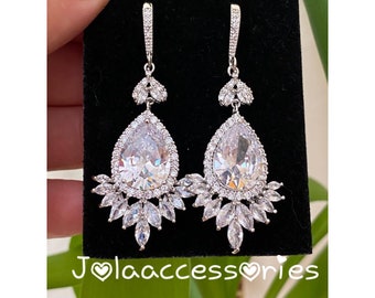 Art deco vintage style bridal earrings wedding jewellery bridal earrings bridesmaid earrings zirconia wedding jewellery 1920s earrings