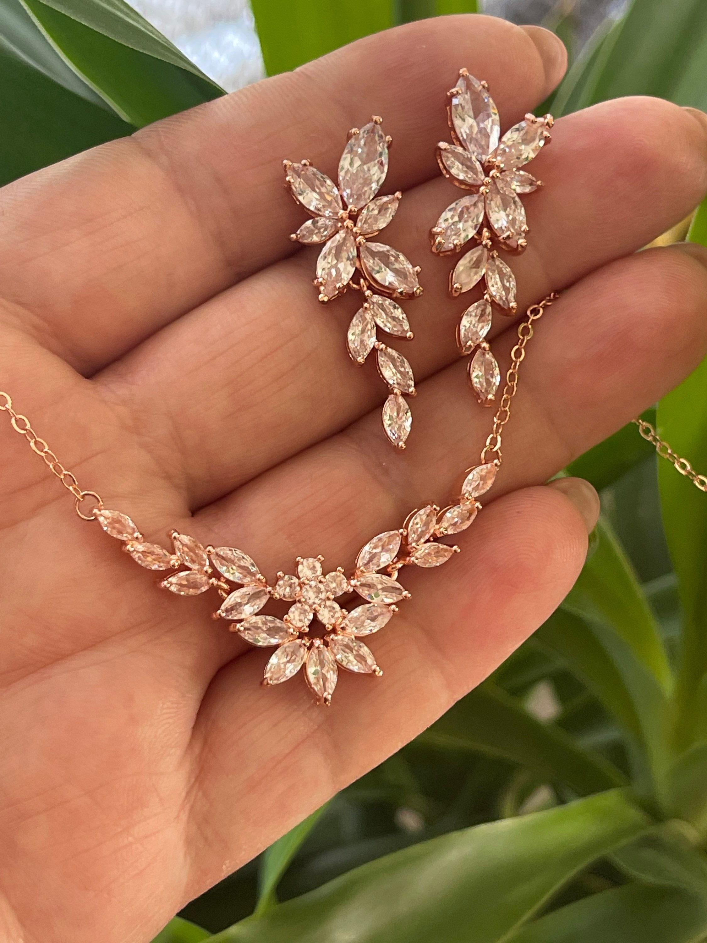 Wedding Jewelry - Cubic Zirconia Bridal Necklace - Available in Rose Gold  and Silver | ADORA by Simona