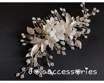 bridal headpiece wedding pearl crystal hair comb wedding headpiece hair piece wedding bridesmaid Swarovski pearl comb bridal hairpiece