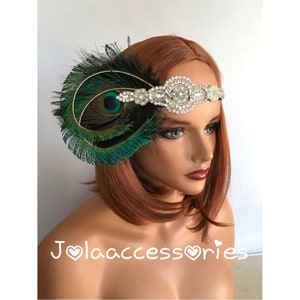 great Gatsby headpiece 1920 headpiece Gatsby headband Flapper headpiece 1920s headband Rhinestone Crystal headband Vintage peacock headpiece