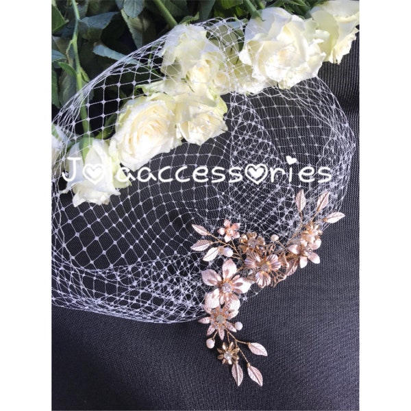 Champagne ivory birdcage veil bridal veil detachable crystal comb veil bird cage veil blusher bridal comb vintage  style veil pearl Art Deco