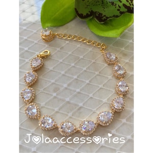 Sale gold Bracelet Art Deco  1920s style bridal cuff bridal jewelry jewelry bridal crystal bracelet cubic zirconia bridal teardrop