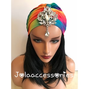 Rainbow pride diamante turband great gatsby 1920s headpiece flapper Art Deco fascinator vintage style pride  turban