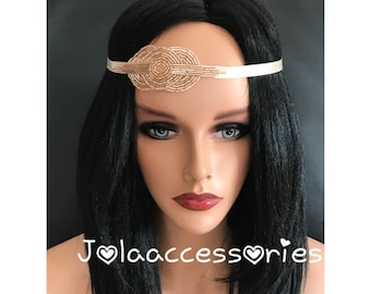 Rose gold or gold, black silver Great Gatsby 1920s headband Tiara Art Deco headpiece wedding bridal headband Great Gatsby flapper hair acces