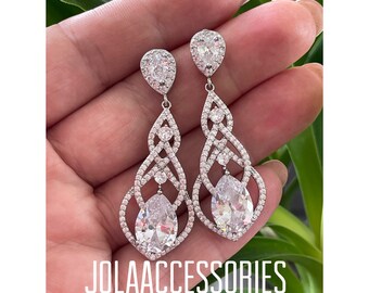 Art deco vintage style bridal earrings wedding jewellery bridal earrings bridesmaid earrings zirconia wedding jewellery 1920s earrings