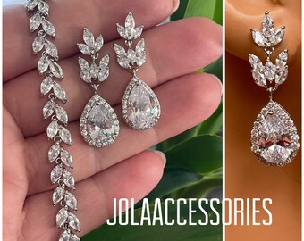 Crystal bracelet, wedding jewelry, gift for bride, statement jewellery, bridal jewellery, cubic zirconia Jewelry set, bridal bracelet