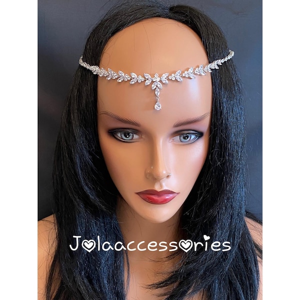 cubic zirconia forehead crystal wedding headpiece bridal forehead band wedding jewellery forehead headband wedding hair pece bridal headband