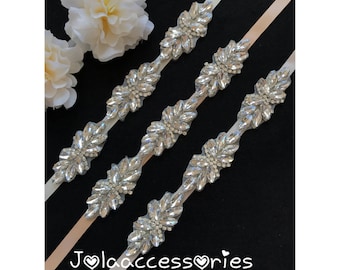 2994 Womens\' Wedding Bridal Flower Pearls Crystal Sashes Bridesmaid Asphire Handmade Floral Crystal Waist Band Rhinestone Pearl  main image 2