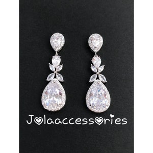 Zirconia bridal wedding earrings vintage style cubic zirconia earrings crystal drop earrings bride jewellery Art Deco 1920s chandelier halo