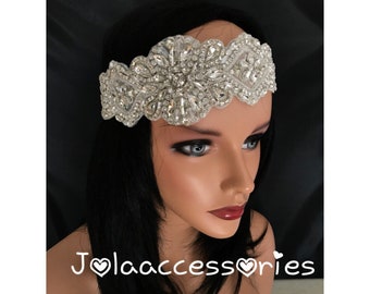 Crystal diamanté rhinestone beads bridal headband crystal head band bohemian halo hair piece boho hair accessories hair jewelry wedding head