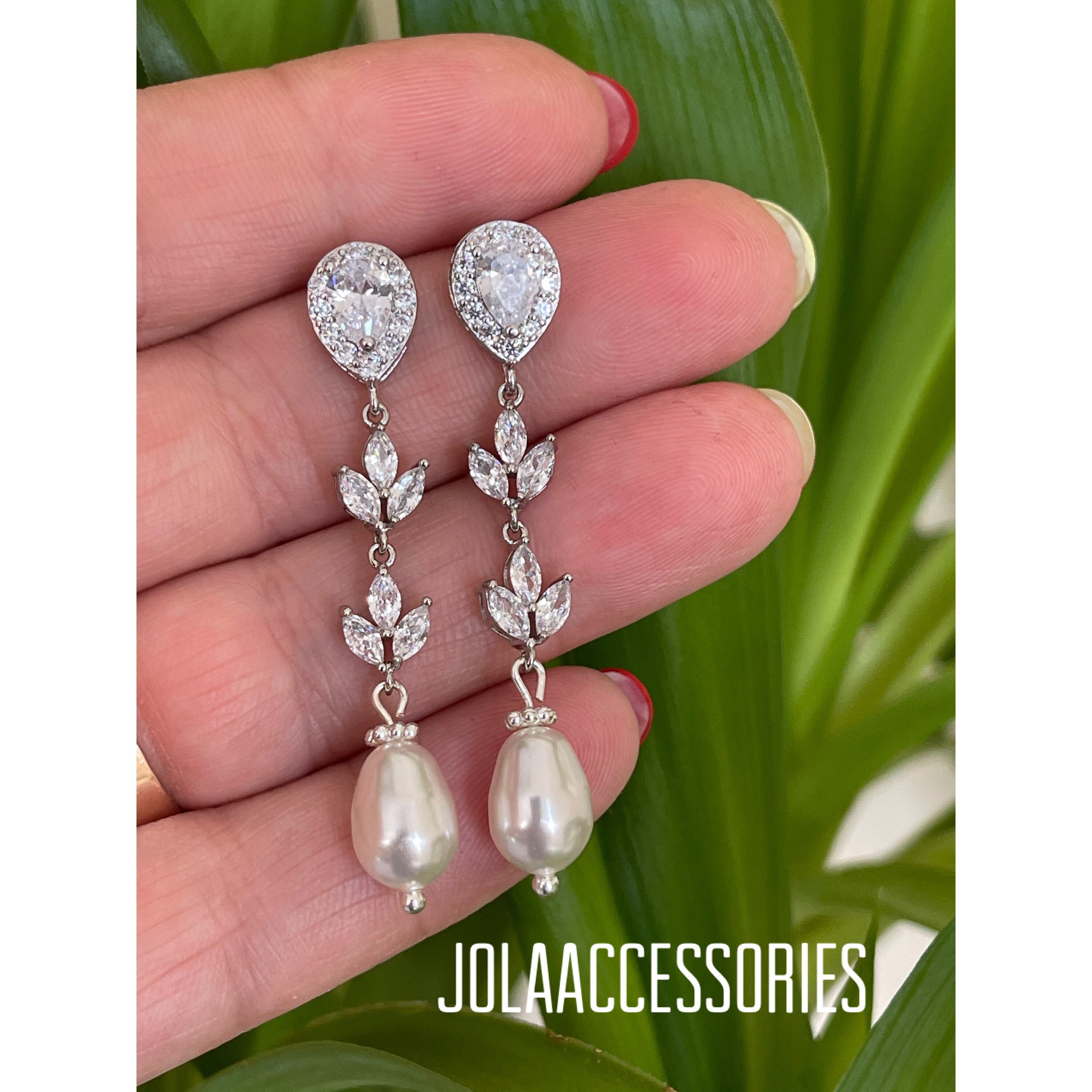 Art Deco Vintage Style Bridal Earrings Pearl Wedding Jewellery Etsy