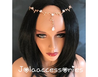 Sale Rose Gold zirconia crystal wedding headpiece bridal forehead band champagne jewelry forehead headband wedding hair pece bridal headband