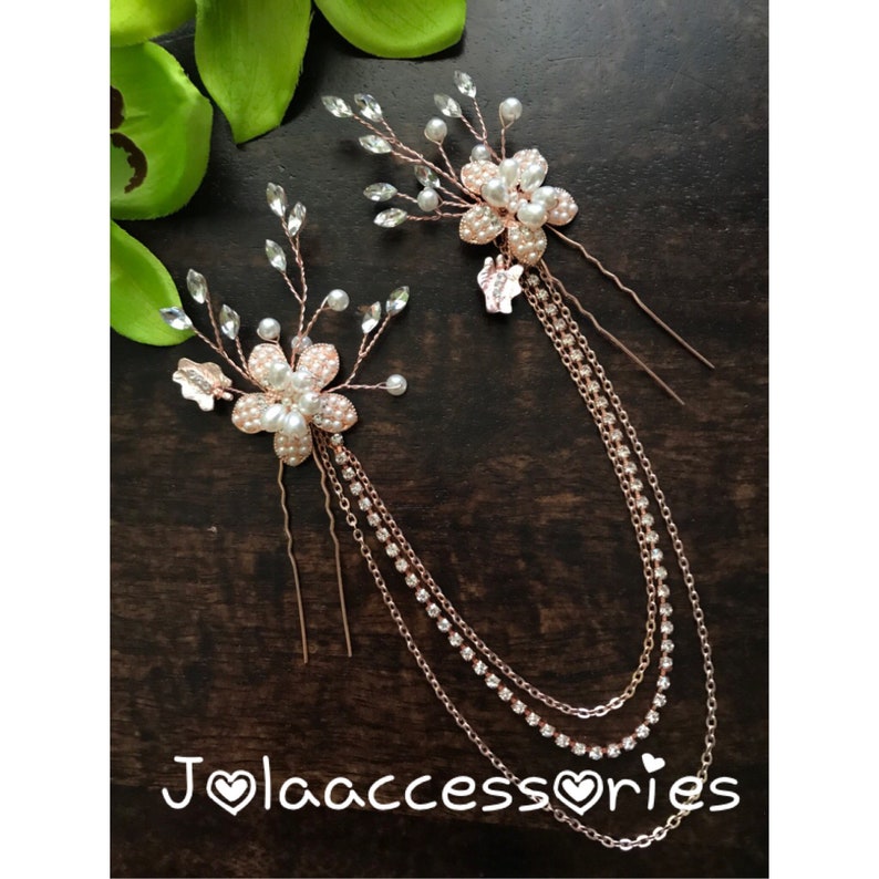 Rose gold Crystal and pearl hair chain bridal headpiece 1920s headpiece Art Deco hair chain gatsby style hairpiece vintage style headpiece h