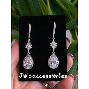 Art deco vintage style bridal earrings gatsby style 1920s  wedding jewellery bridal earrings zirconia wedding bridal cubic zirconia bridal