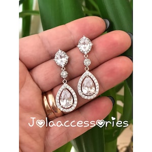 Zirconia bridal wedding earrings vintage style cubic zirconia earrings crystal drop earrings bride jewellery Art Deco 1920s chandelier