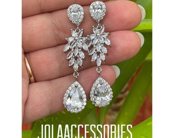Art deco vintage style bridal earrings wedding jewellery bridal earrings bridesmaid earrings zirconia wedding jewellery 1920s earrings