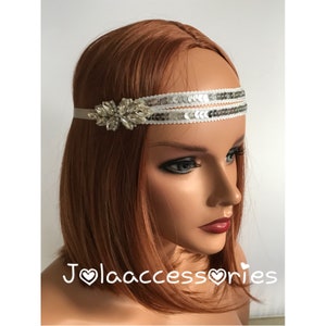 Silver rhinestone 1920s headband  silver crystal headpiece flapper fascinator Art Deco wedding flapper gatsby headpiece silver headband