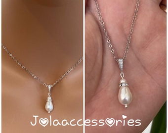 Ivory Swarovski pearl bridal necklace jewelry jewellery silver tone wedding necklace bridesmaid necklace  jewellery bridesmaids