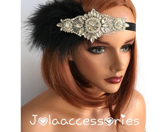 great Gatsby headpiece 1920 headpiece Gatsby headband Flapper headpiece 1920s headband Rhinestone Crystal headband Vintage Style headpiece