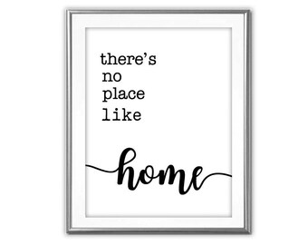 SALE-There's No Place Like Home -Digital Print-Wall Art-Digital Designs-Typography- Quote Printable- Literature Print-Wizard Of Oz Quote