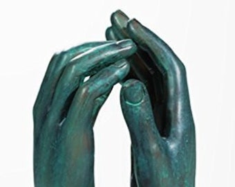 A Great Bronze Anniversary Present or Wedding Gift Cold Cast Bronze Hands Romantic Sculpture Inspired by THE CATHEDRAL By Great Sculptor Auguste Rodin
