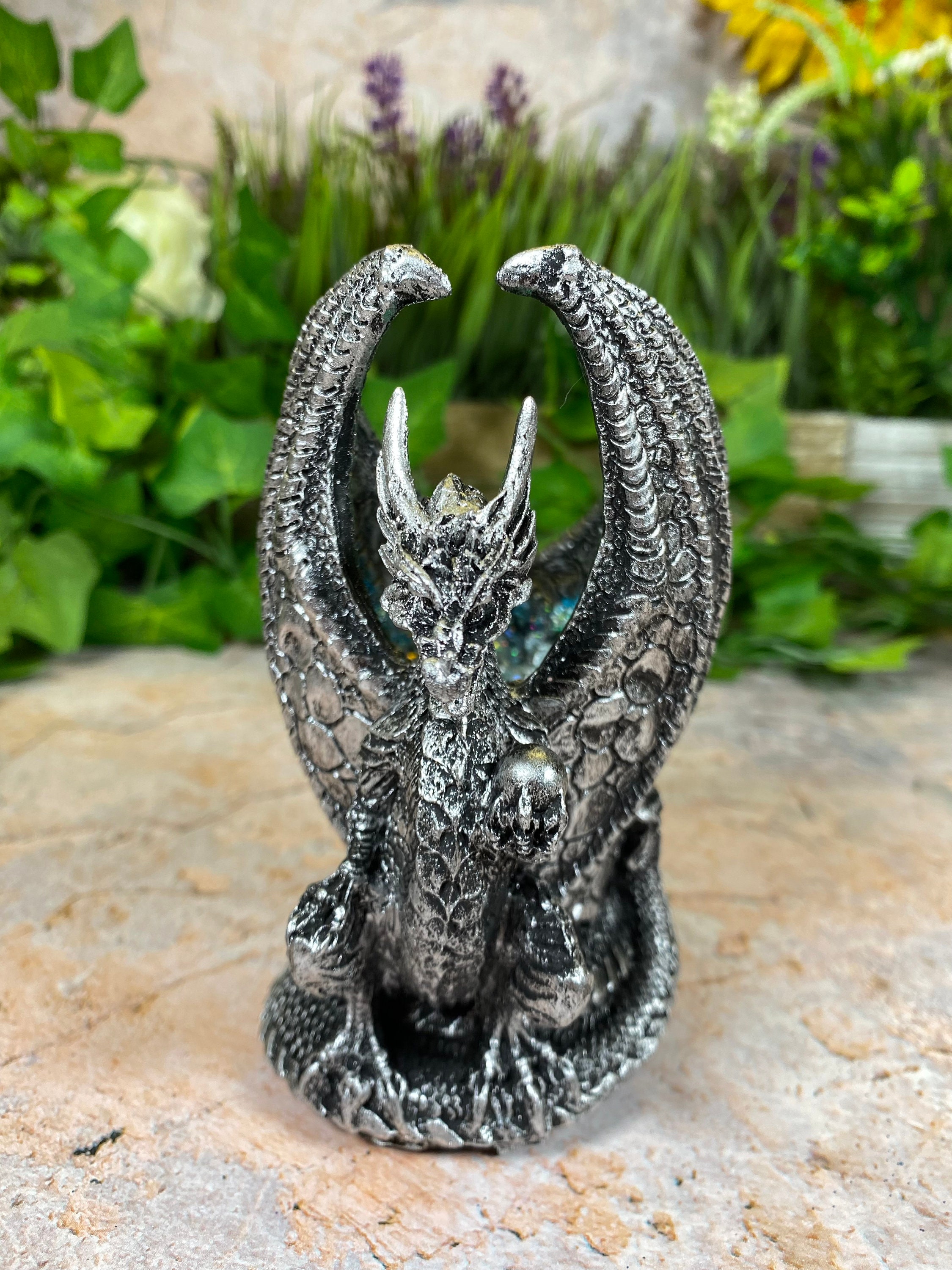 Statue deco,Sculpture de tête de Dragon Legend 3D, lumière LED