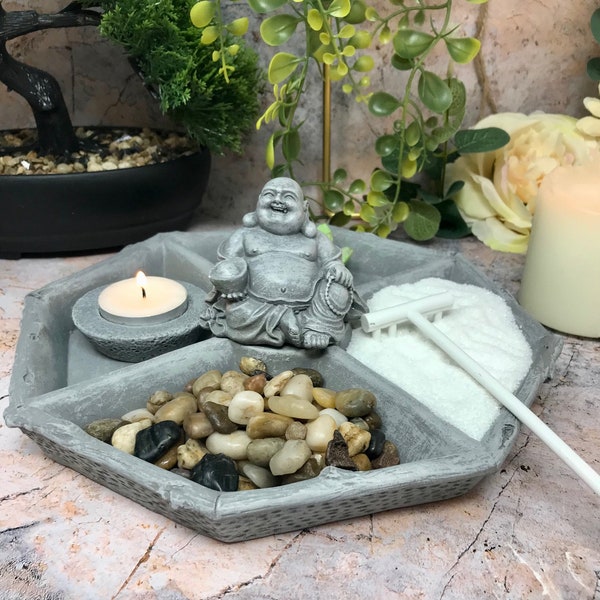 Zen Garden Kit - Mini Boeddha Meditatie- en ontspanningsruimte - Complete set met zand, hark, kaars en decor