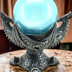 Enchanted LED Dragon & Crystal Sphere Mystical Light-Up Resin Figurine, Fantasy Home Decor, Magical Orb Display