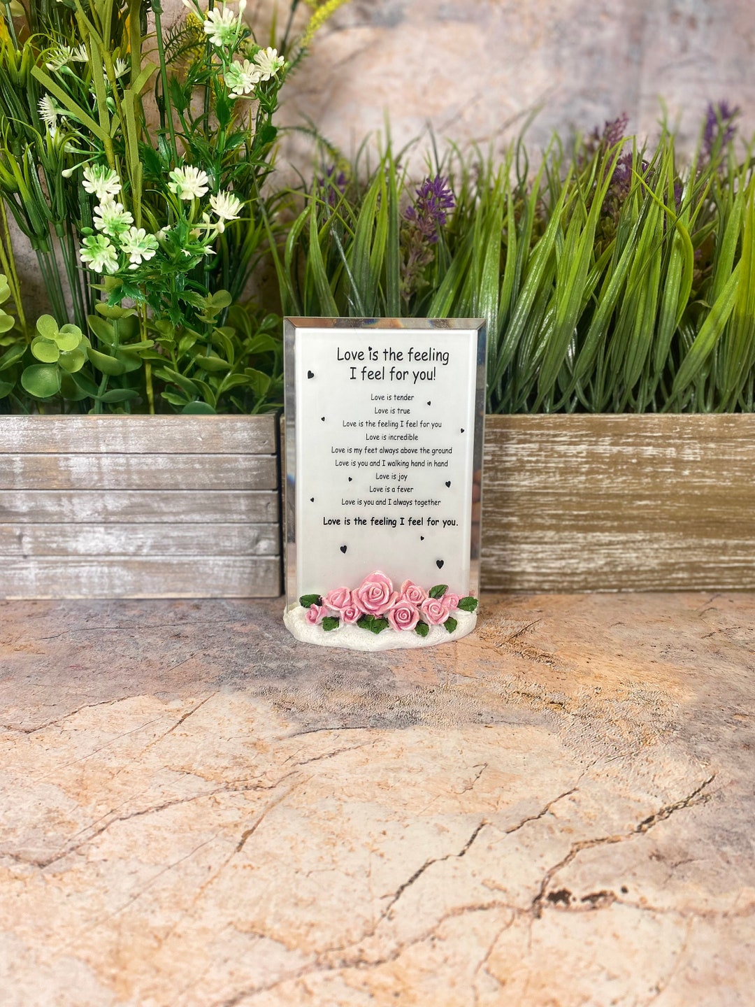 Love Poem Frame Romantic Quote Decor Resin Roses Base Etsy