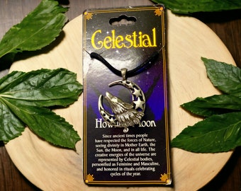 Hemelse Huilende Wolf Maan Talisman Hanger Ketting - Loodvrij tin