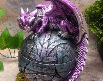 Whimsical Purple Dragon Money Bank Fantasy Saving Box Dragons Collection Hand Made from Quality Designer Resin