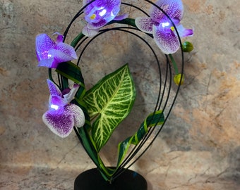 Elegant Illuminated Artificial Orchids - 33 cm Tall LED Orchid Display Home Decoration Exquisite Gift