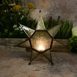 Antique Effect Moroccan Style Lantern Star Tea Light Candle Holder Ornament Home Decoration