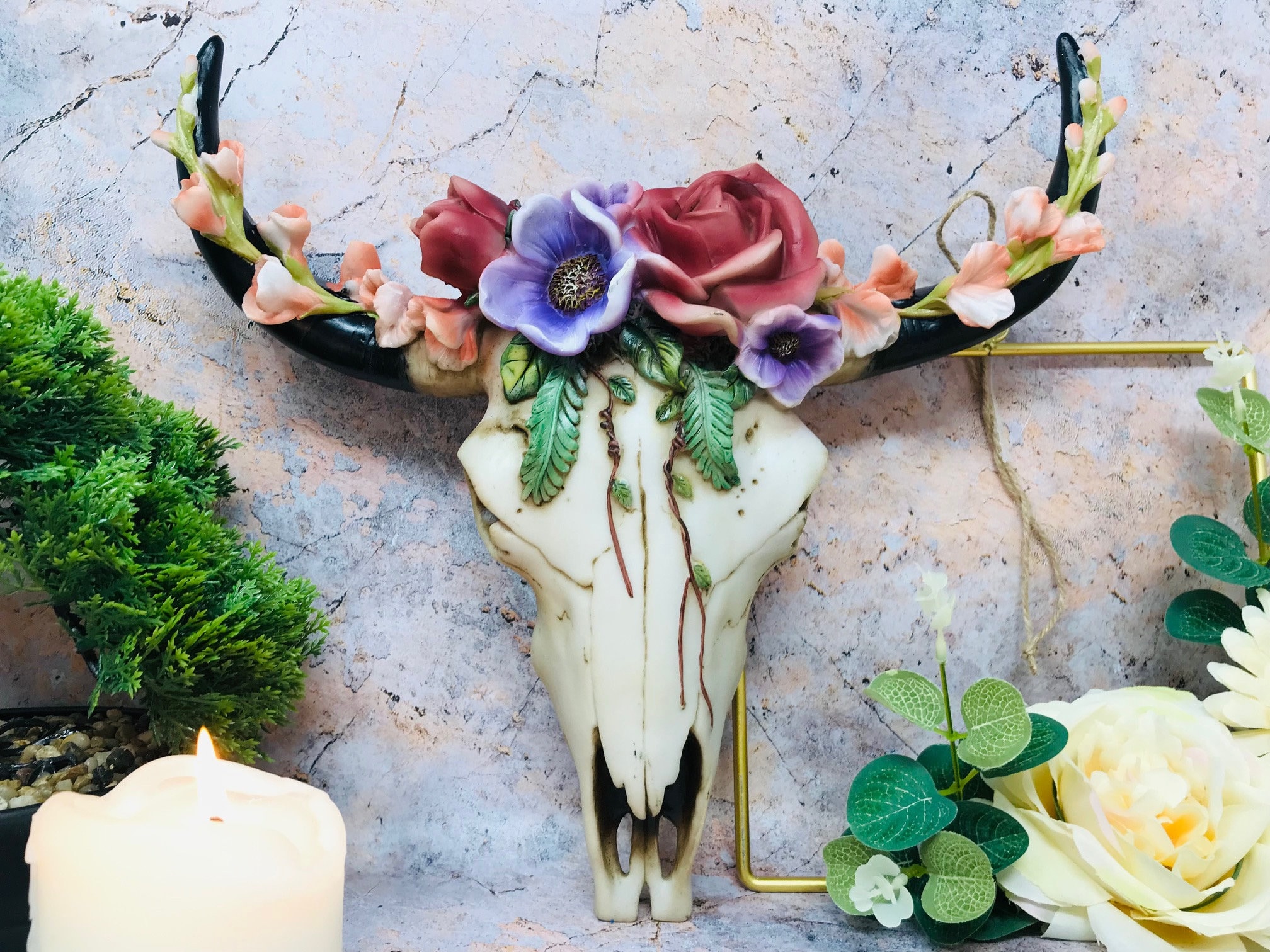 Animal Skulls And Flowers
