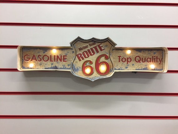 Vintage Metal 3D LED Logo Sign Route 66 Garage Man Cave Wall Plaque ...