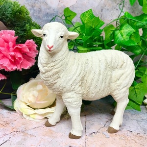 Small Standing Sheep Figurine Statue Garden Ornament Farm Lamb Lawn Decoration Sheep Patio Sculpture