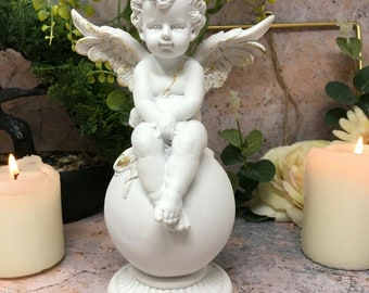 Bel ange ornement ailé ange sculpture pierre ange mémorial ange enfant  figurine Unique ange statue ange de ciment pour l'arrière-cour -  France