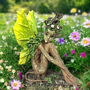 Enchanted Forest Sprite Figurine - Handcrafted Fantasy Pixie Elf Sculpture, Mystical Garden Ornament, Nature-Inspired Resin Artwork