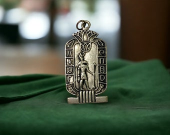 Egyptische Horus Amulet hanger, oude godheid bescherming talisman, loodvrije tinnen sieraden, mystieke spirituele ketting met zakje en koord