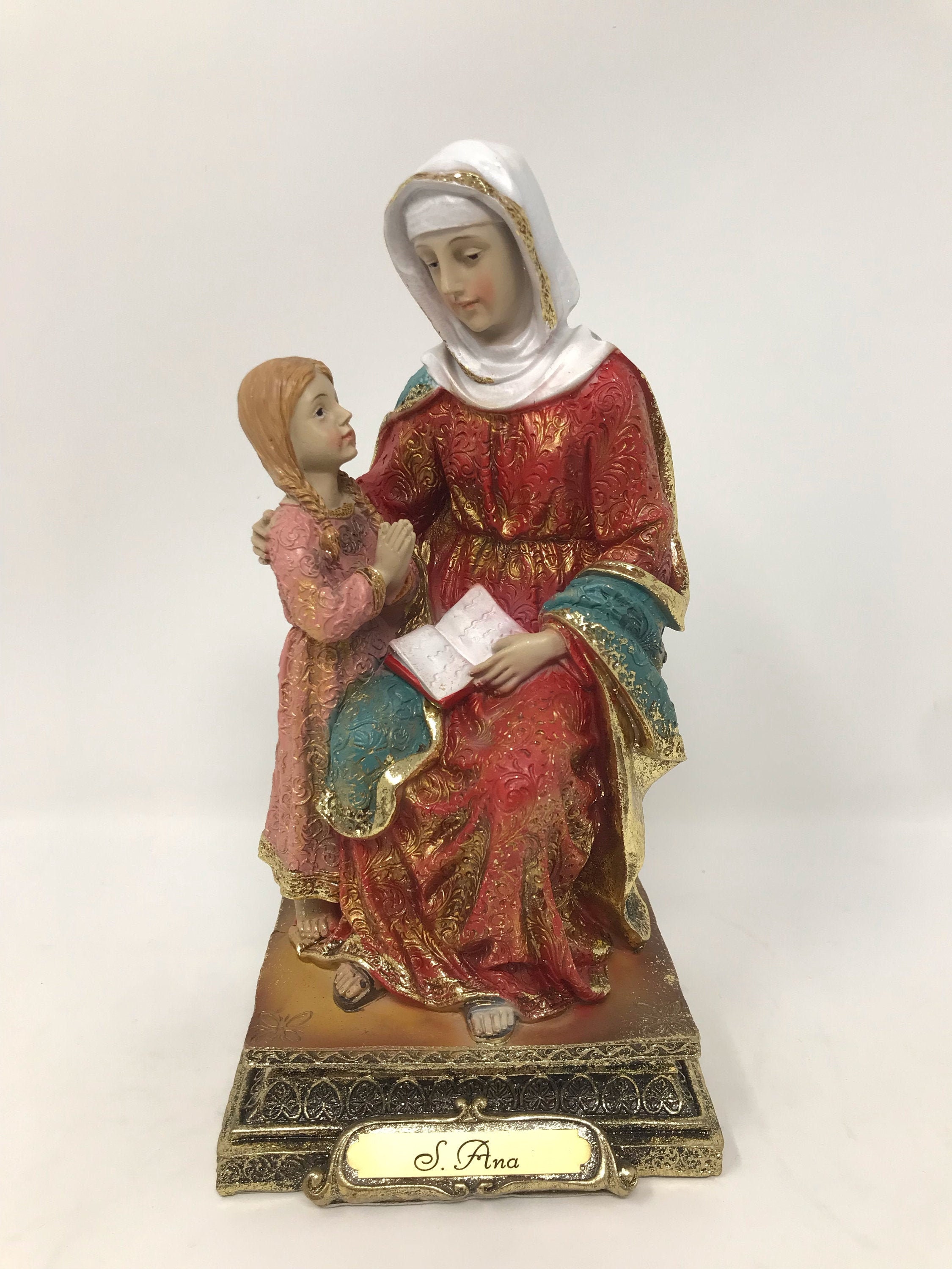 Saint Anne Statue Catholic Saint Sculpture Religious Santa Ana Etsy