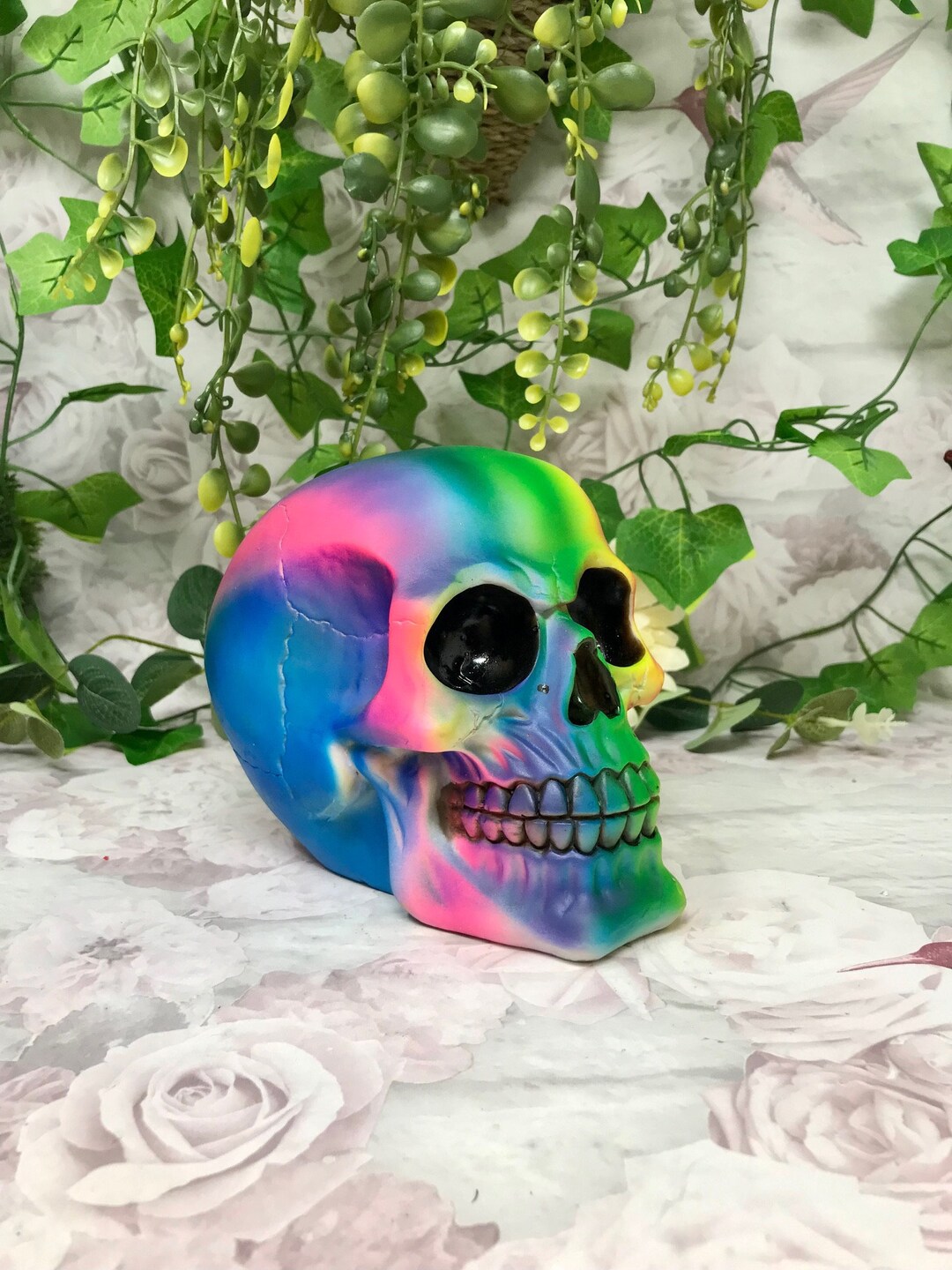 Calavera arco iris gótico regalo escultura ornamento - Etsy España