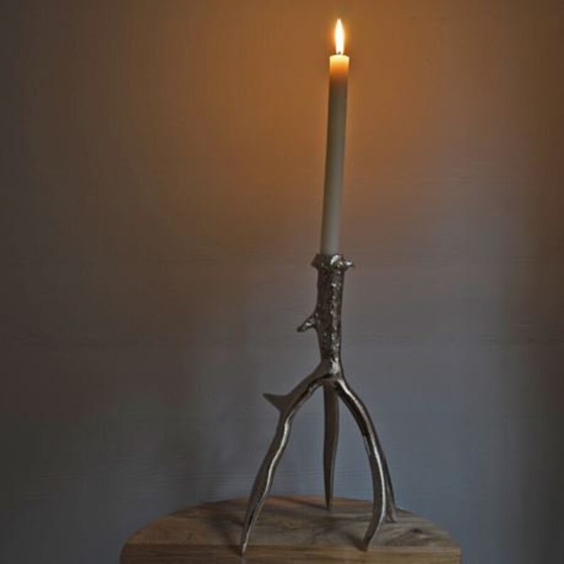 Silver Antler Three Taper Candle Holder Stag Deer Country Home Decor Gift Silver Antler Three Taper Candle Holder Stag Deer Country Home Decor Gift
