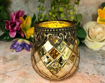 Antique Effect Moroccan Lantern Candle Glass Tealight Holder Seasonal Decor Ornament Home Lighting Decoration