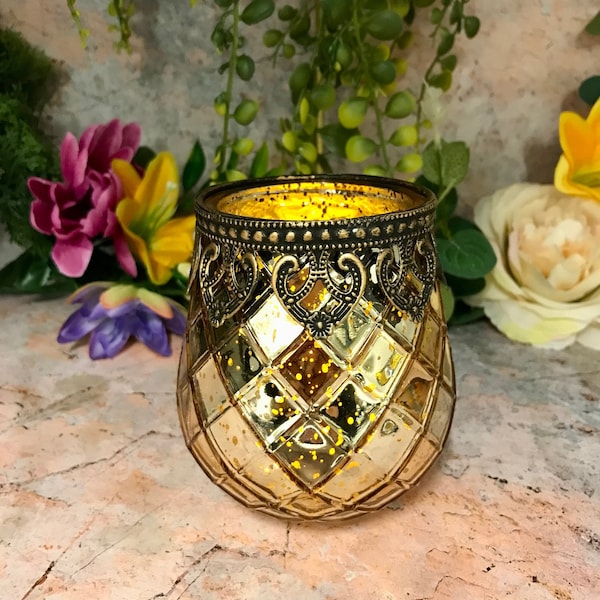 Antik-Effekt marokkanische Laterne Kerze Glas Teelichthalter Saisonale Dekor Ornament Hause Beleuchtung Dekoration