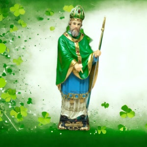 Enchanting Saint Patrick Irish Figurine - Exquisite Resin Catholic Statue for Faithful Devotion
