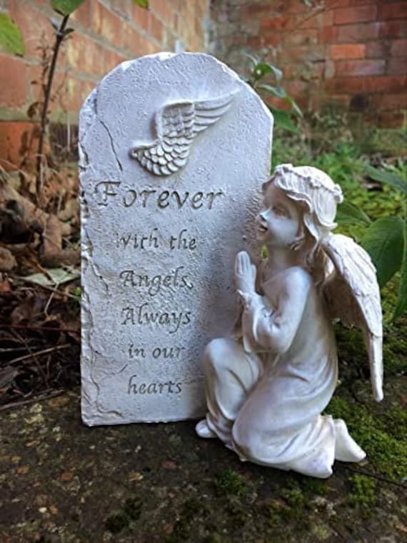 Angel by Headstone for for LITTLE ANGEL  Grave Cemetery Memorial Ornament 