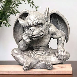 Handmade Cold Cast Resin Gargoyle Statue Perfect for Indoor/Outdoor Decor | Lightweight & Detailed | Unique Home Accent
