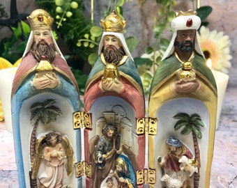 Nativity Triptych Religious Ornament Figurine Statue Symbol Worship Christmas